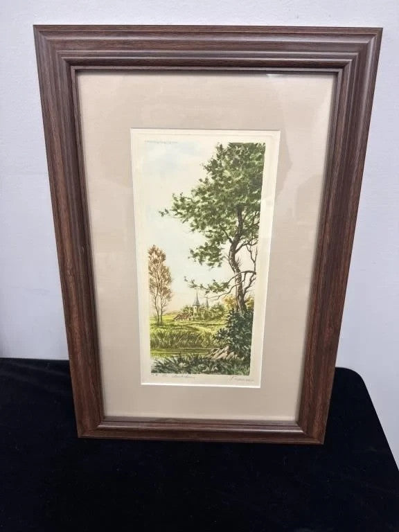 Castle in the Woods Signed Etching Paris Etching Society “Les Clochefons”