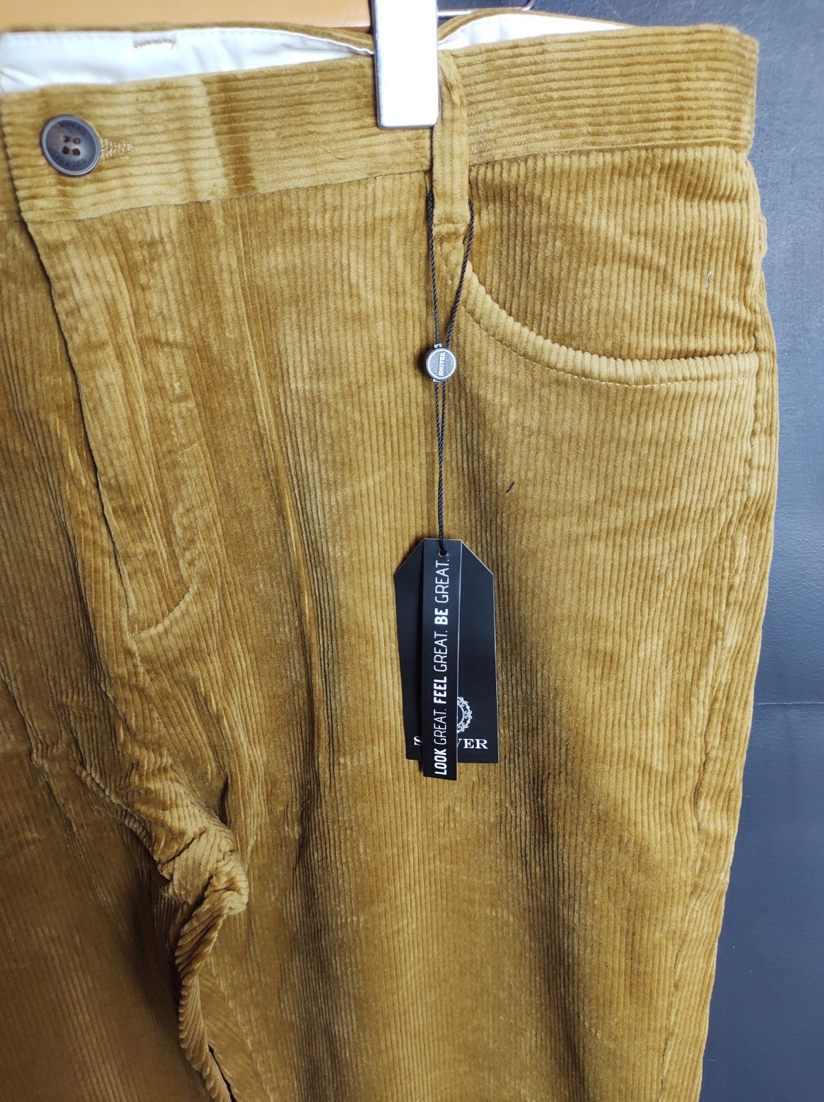 Snover Men’s Tan Corduroy Chino Pants Straight Leg Stretch Casual NWT