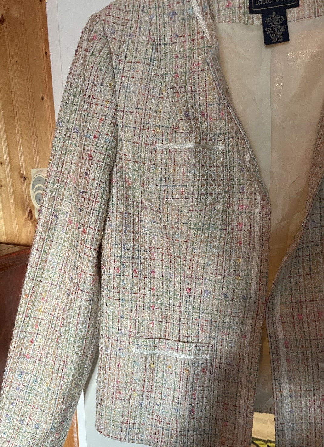 Vintage Laura Scott Pastel Tweed Spring Blazer Women's Size 8 Jacket