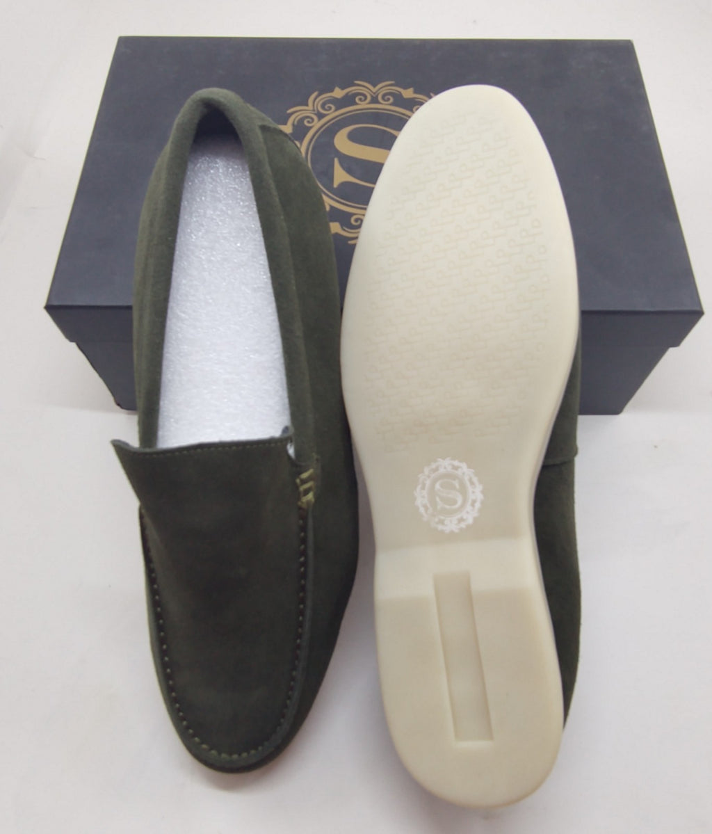 Snover AL6-10 Green Suede Loafers Men's Slip-On Dress Casual Shoes