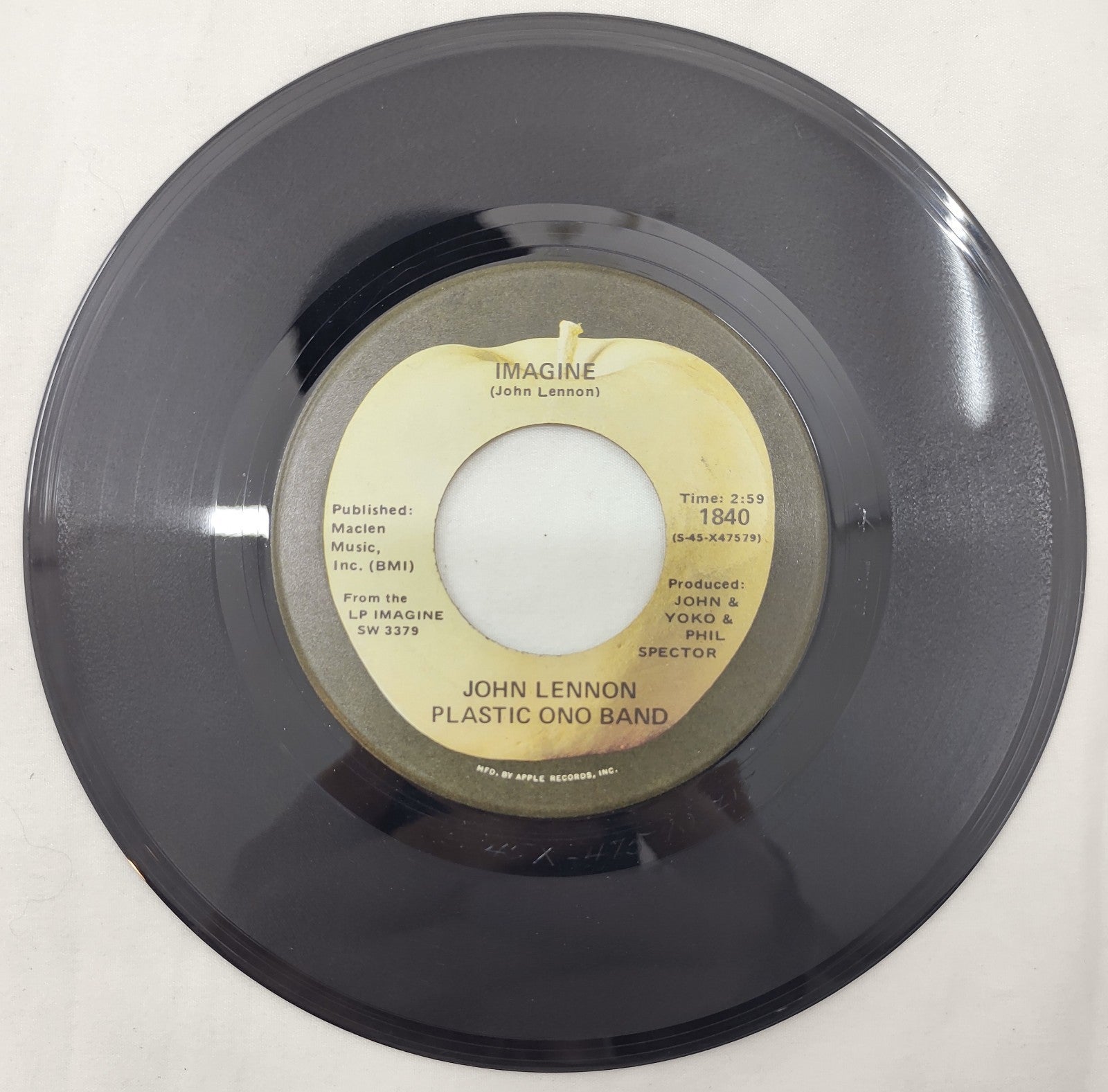 John Lennon Imagine / It’s So Hard 45 RPM 7" Apple Rock Vinyl Single 1840