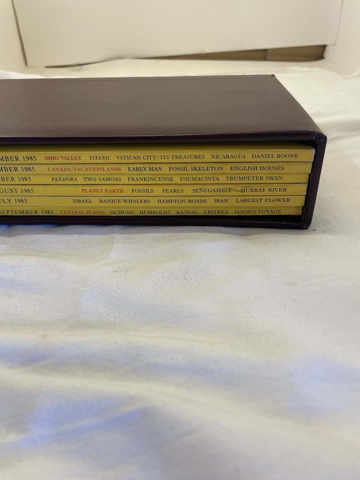 Nat Geo Mags Jul–Dec 1985 Set + Slipcvr Vtg Earth Wildlife World Atlas