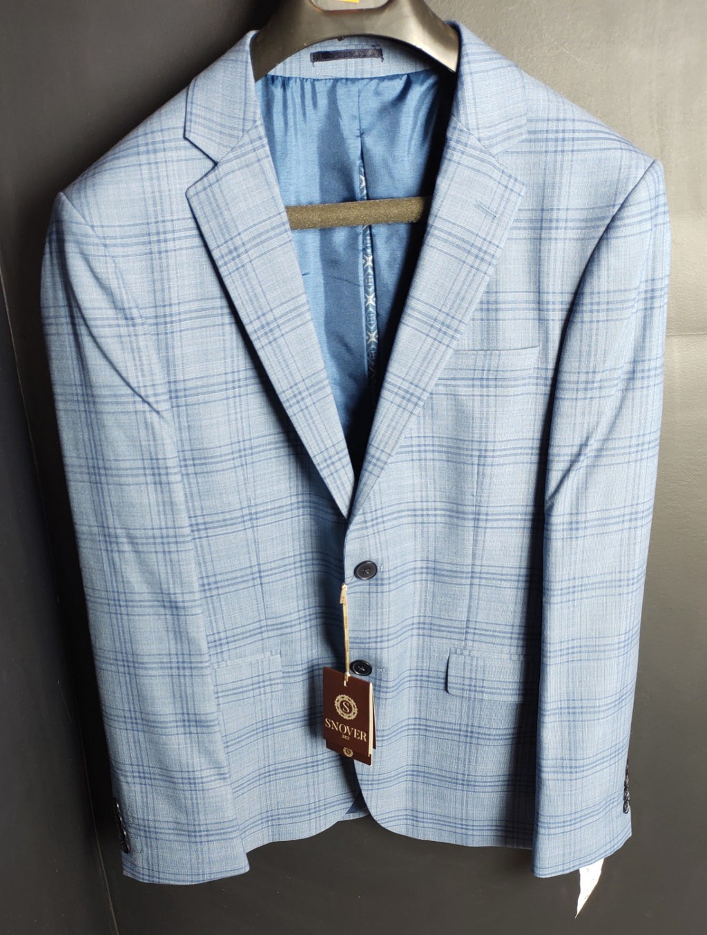 Snover Light Blue Check Blazer Men's Size 38 Business Formal Jacket