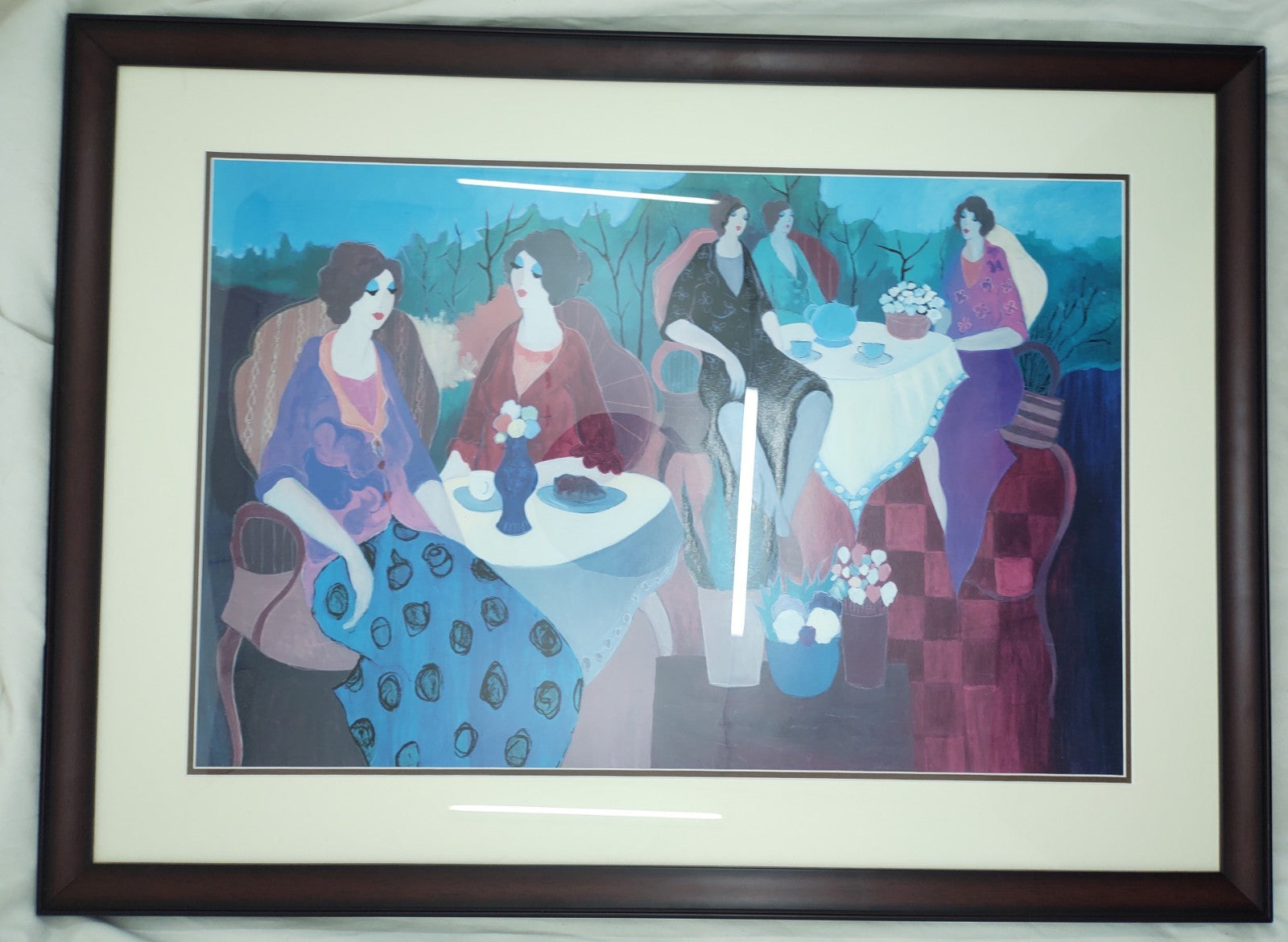 Itzchak Tarkay Morning Social Seriolithograph Framed Figurative Art