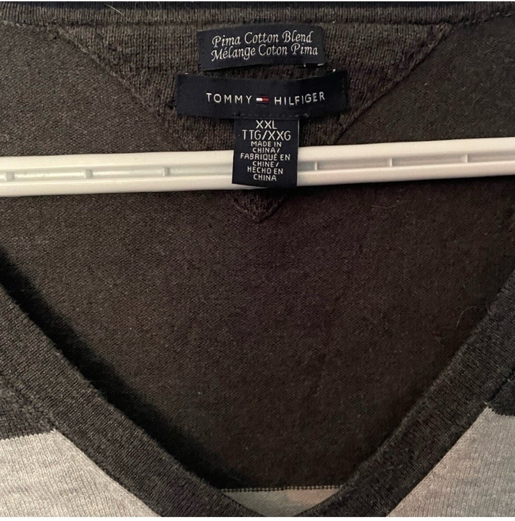 Tommy Hilfiger Blue Stripe V-Neck Women's Sweater Size XXL Preppy Knit