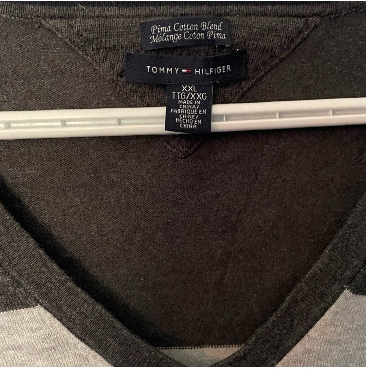 Tommy Hilfiger Blue Stripe V-Neck Women's Sweater Size XXL Preppy Knit