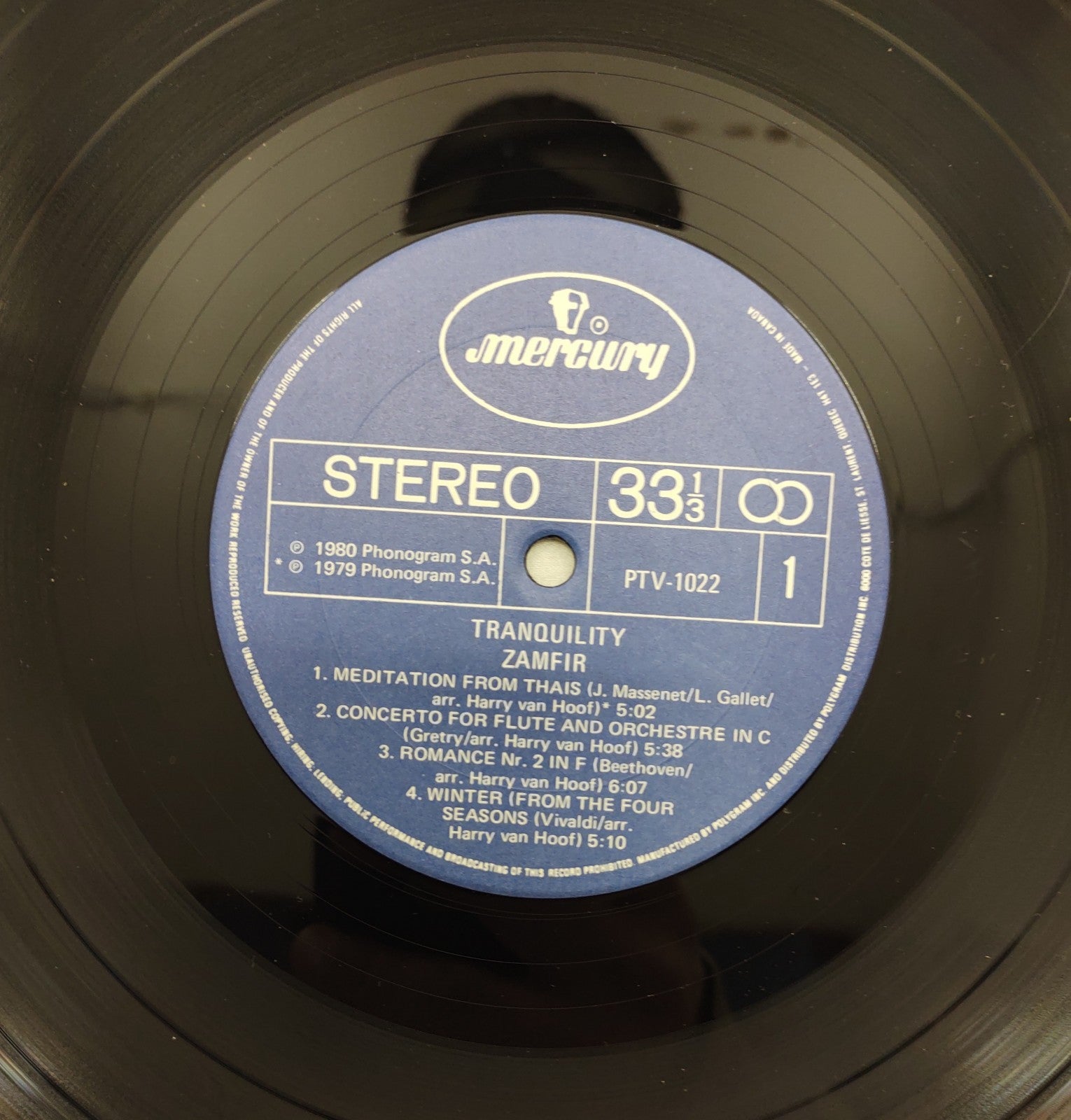 Zamfir - Tranquility LP Mercury PTV-1022 Europe Stereo Blue Label Pan Flute