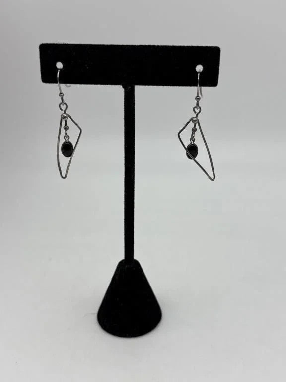 Sterling Silver & Onyx Earrings – Modern Fine Jewelry, Black Gemstone