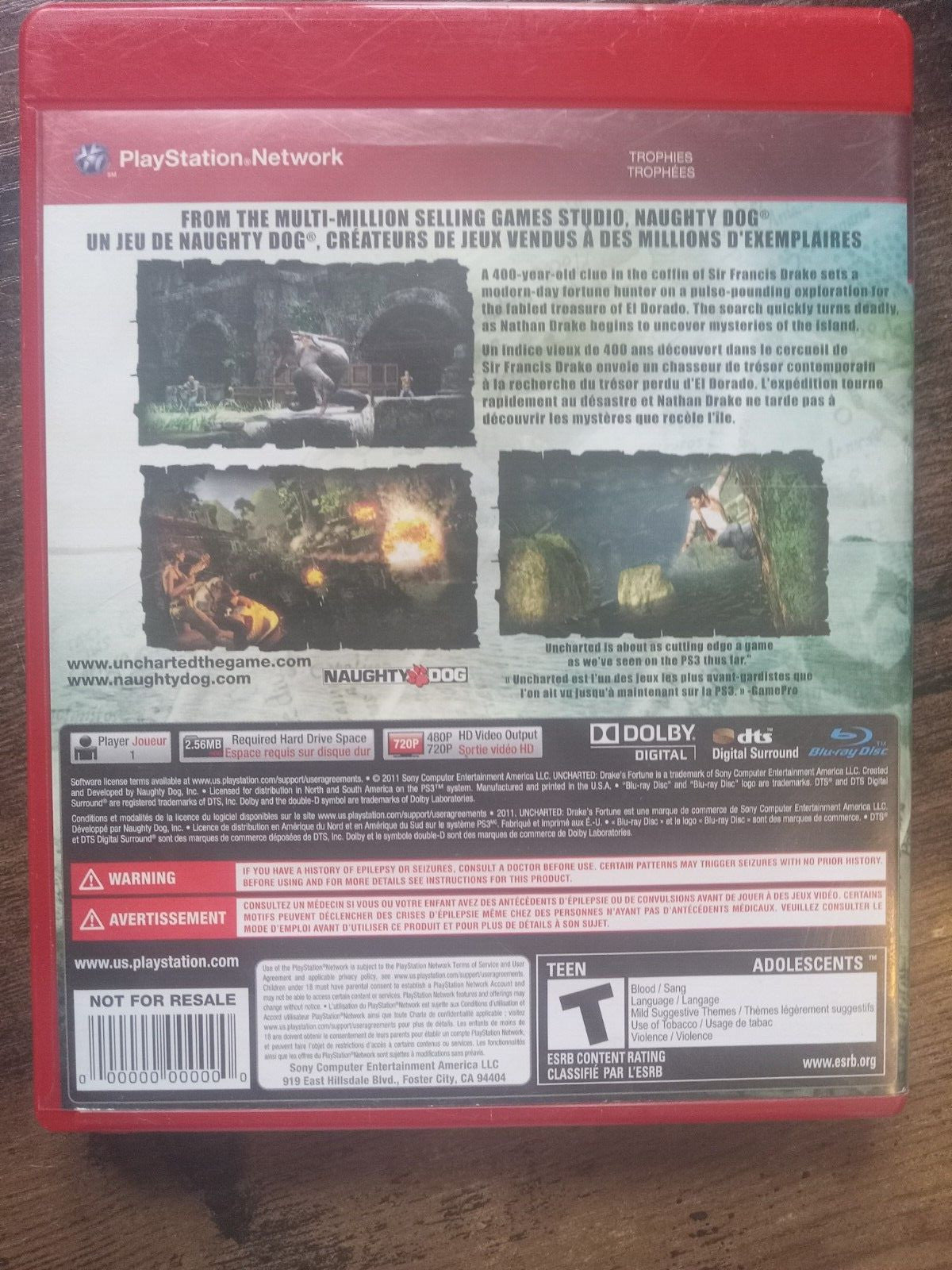 Uncharted: Drake's Fortune GOTY PS3 2007 - Red Box - Manual Included
