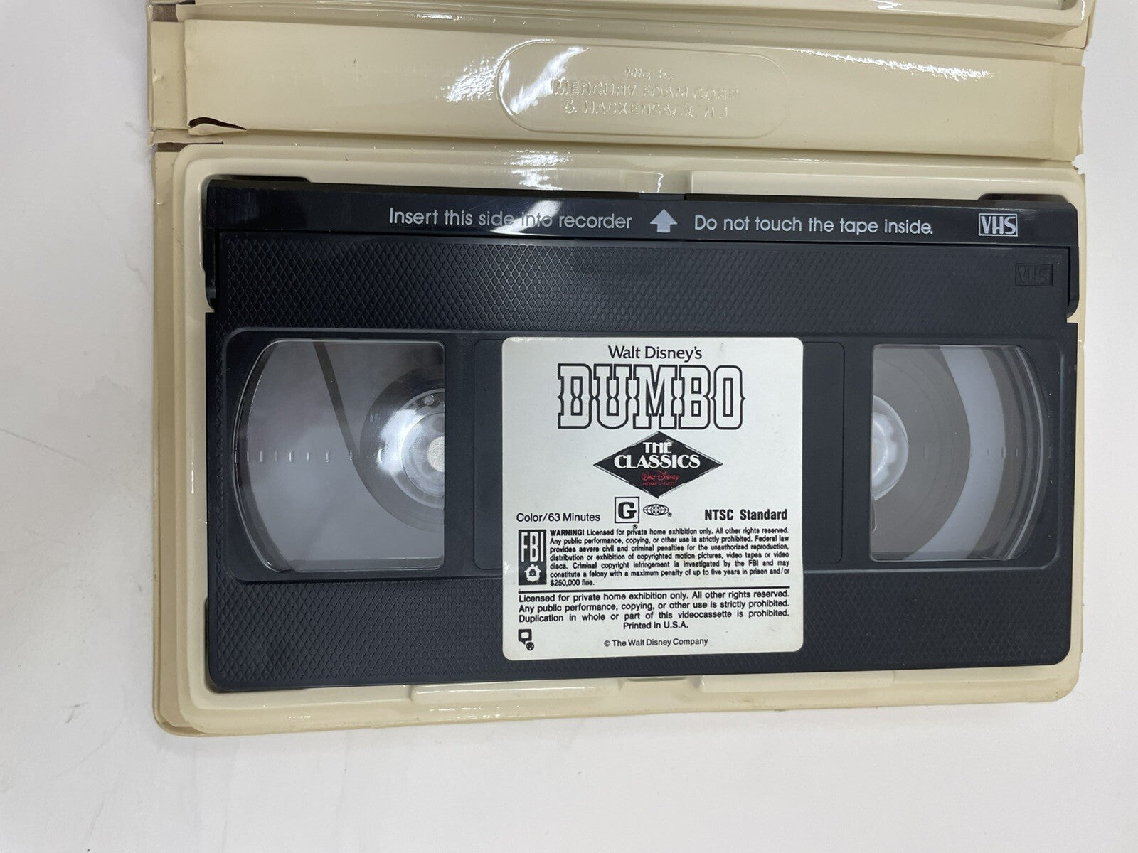 Disney VHS Dumbo 1999 Animated Movie White Clamshell Tape