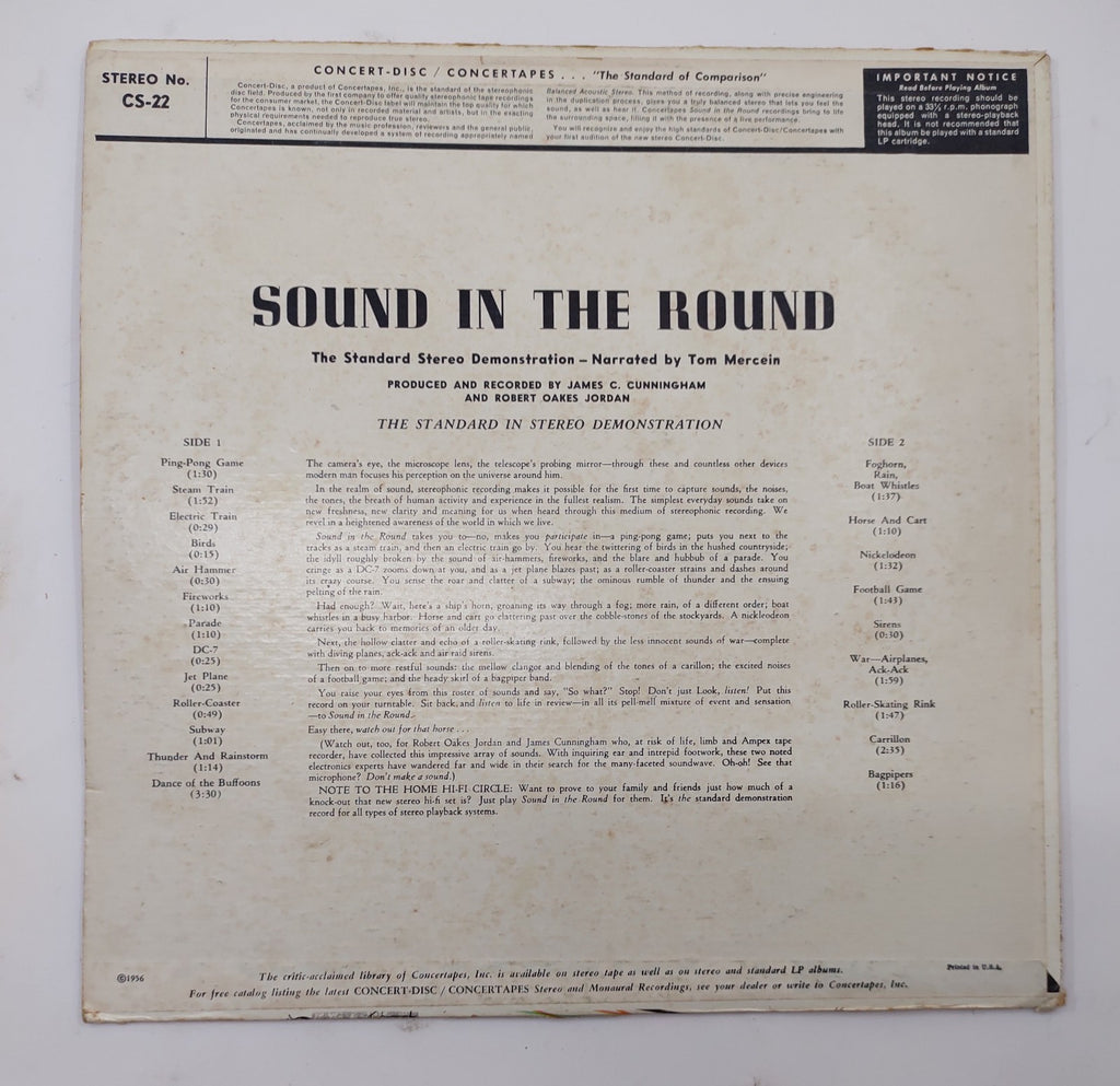 Sound in the Round Stereo Demonstration LP - 1956 Concert-Disc CS-22