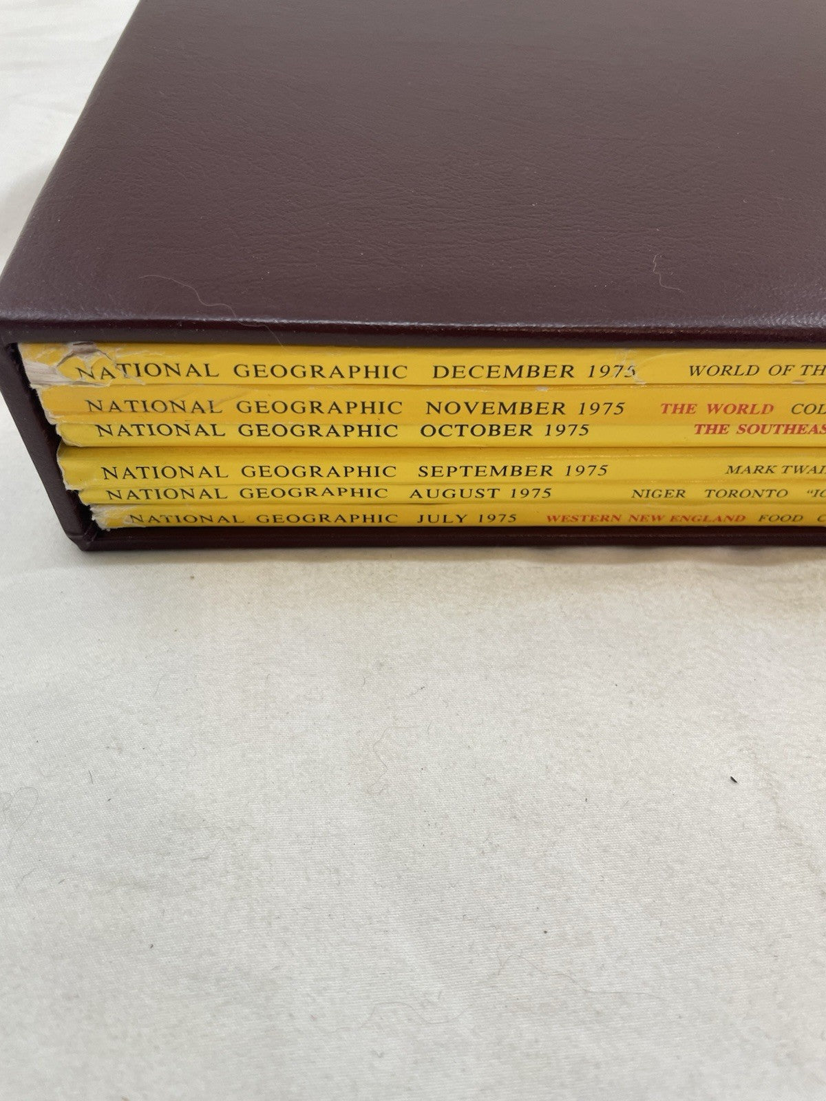 Nat Geo Mags Jul–Dec 1975 Set + Slipcvr Vtg Wildlife Decor World Atlas