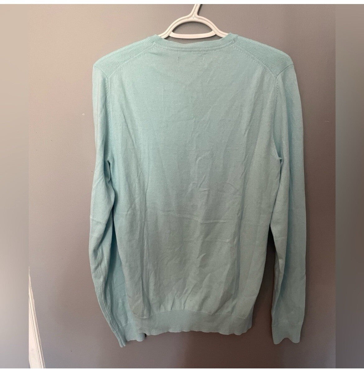 RW & Co Mint Blue V-Neck Sweater Men's Size Small Casual Knit Top