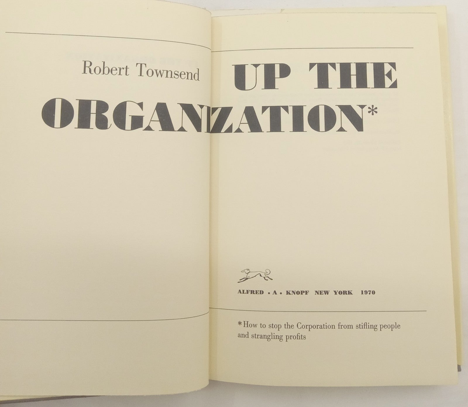 Up the Organization by Robert Townsend – VG+ Business Leadership Book