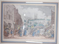 Rowlandson “Bartholomew Fair” Vintage Hand-Coloured Etching Print, Framed