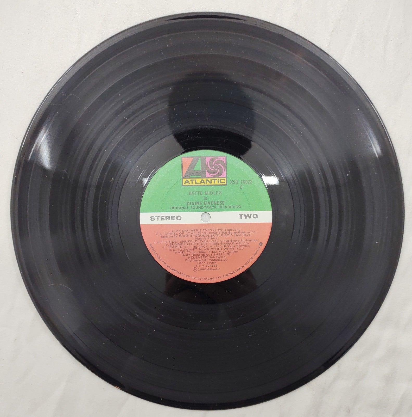 Bette Midler – Divine Madness Original Soundtrack LP Atlantic XSD 16022