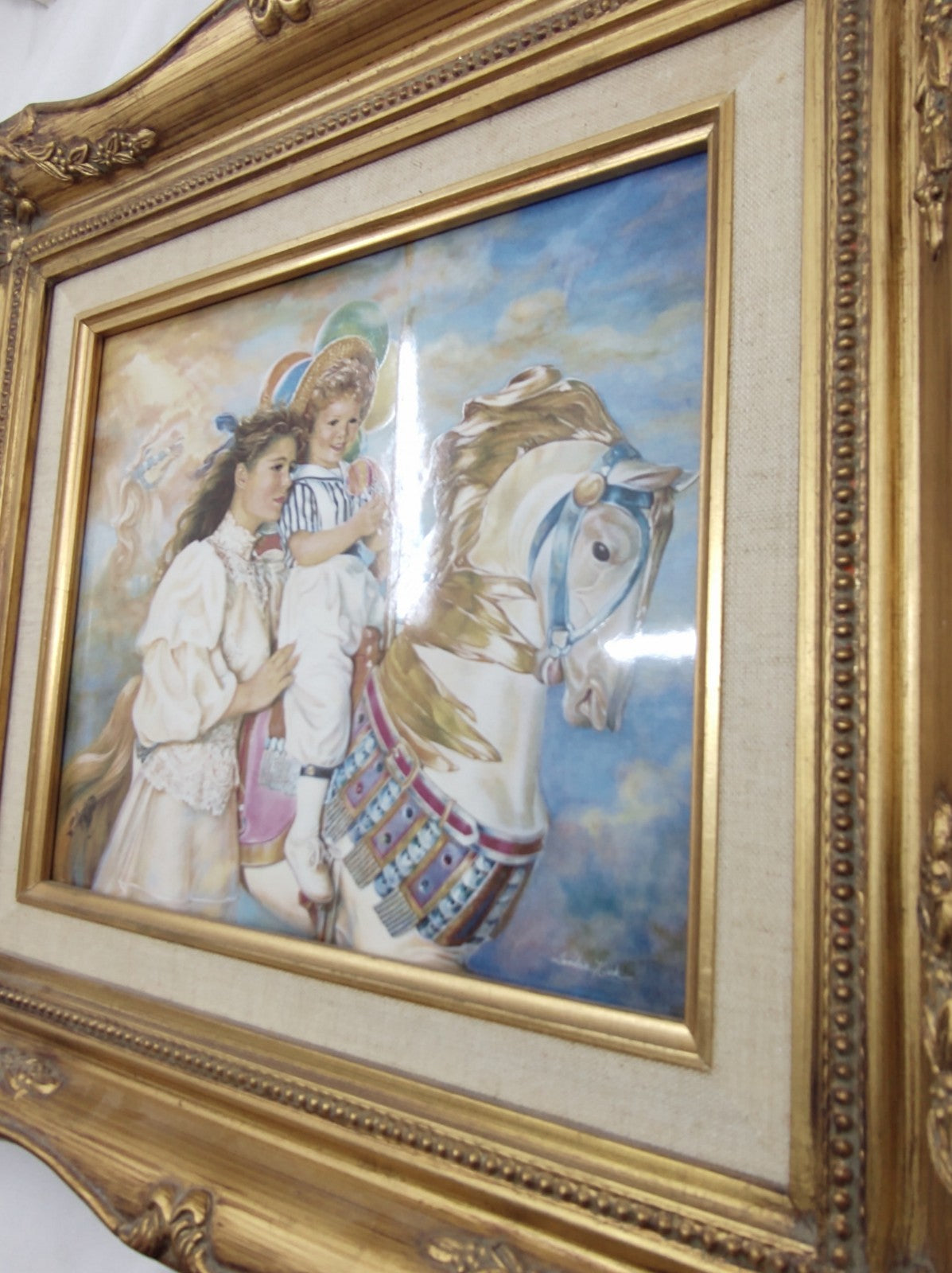 Franklin Mint Sandra Kuck “Memories” Framed Porcelain Art 16x14 Vintage