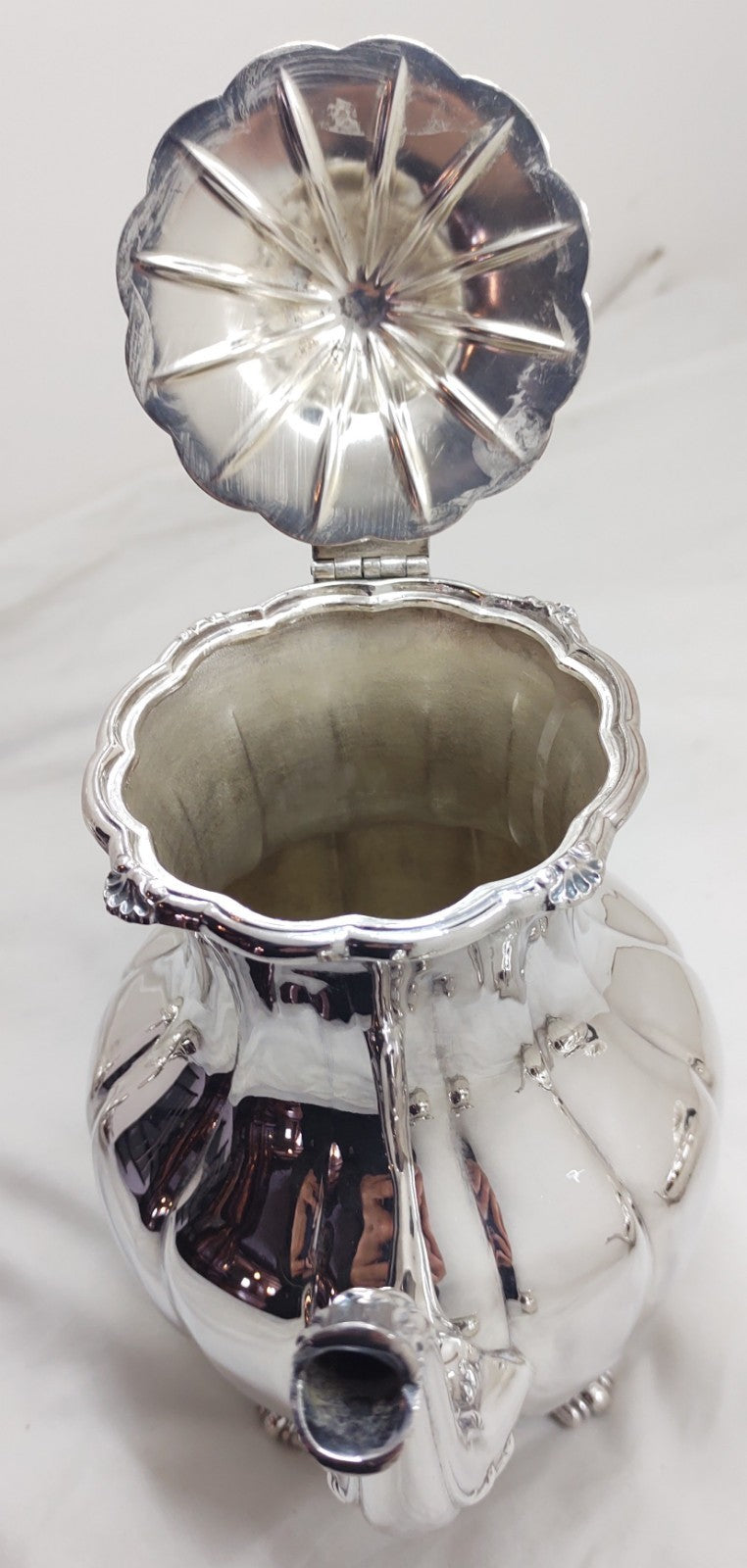 1847 Rogers Bros EP on Copper Victorian Silverplate Tea & Coffee Set Ornate