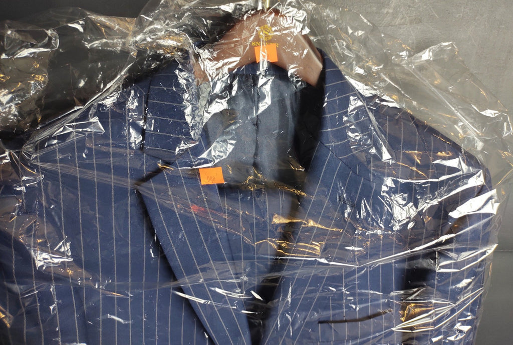 Snover Blue Pinstripe Suit Men's 46 Jacket/40W Pants 2-Pc Sharp Fit