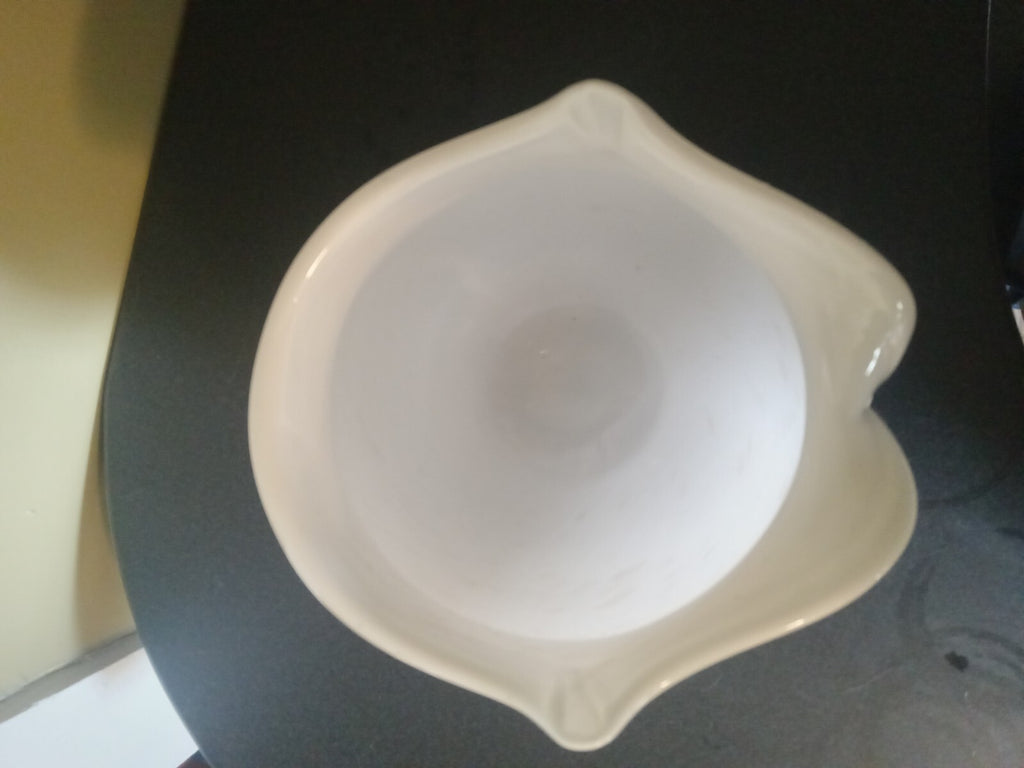 Hand‑Blown Glass Owl Vase – White & Gold Murano‑Style Art Sculpture Collectible