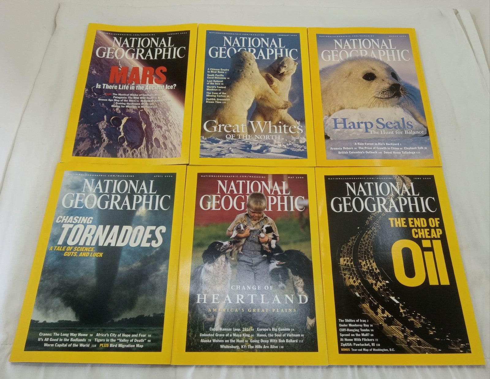 Nat Geo Jan–June 2004 | VG+ Magazine Set | Leatherette Slipcover | 6 Iss.