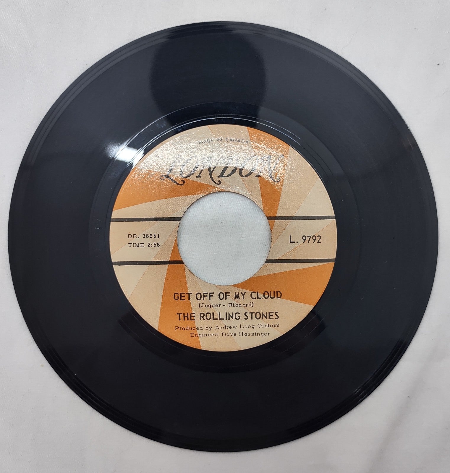Rolling Stones Get Off of My Cloud / I’m Free 45 RPM 7" Vinyl 1965