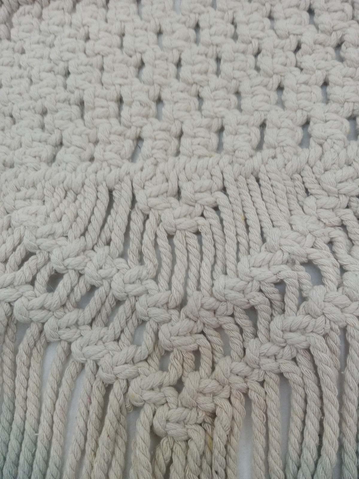 Macrame Ombré Teal And Cream Hanging Wall Art Bohemian