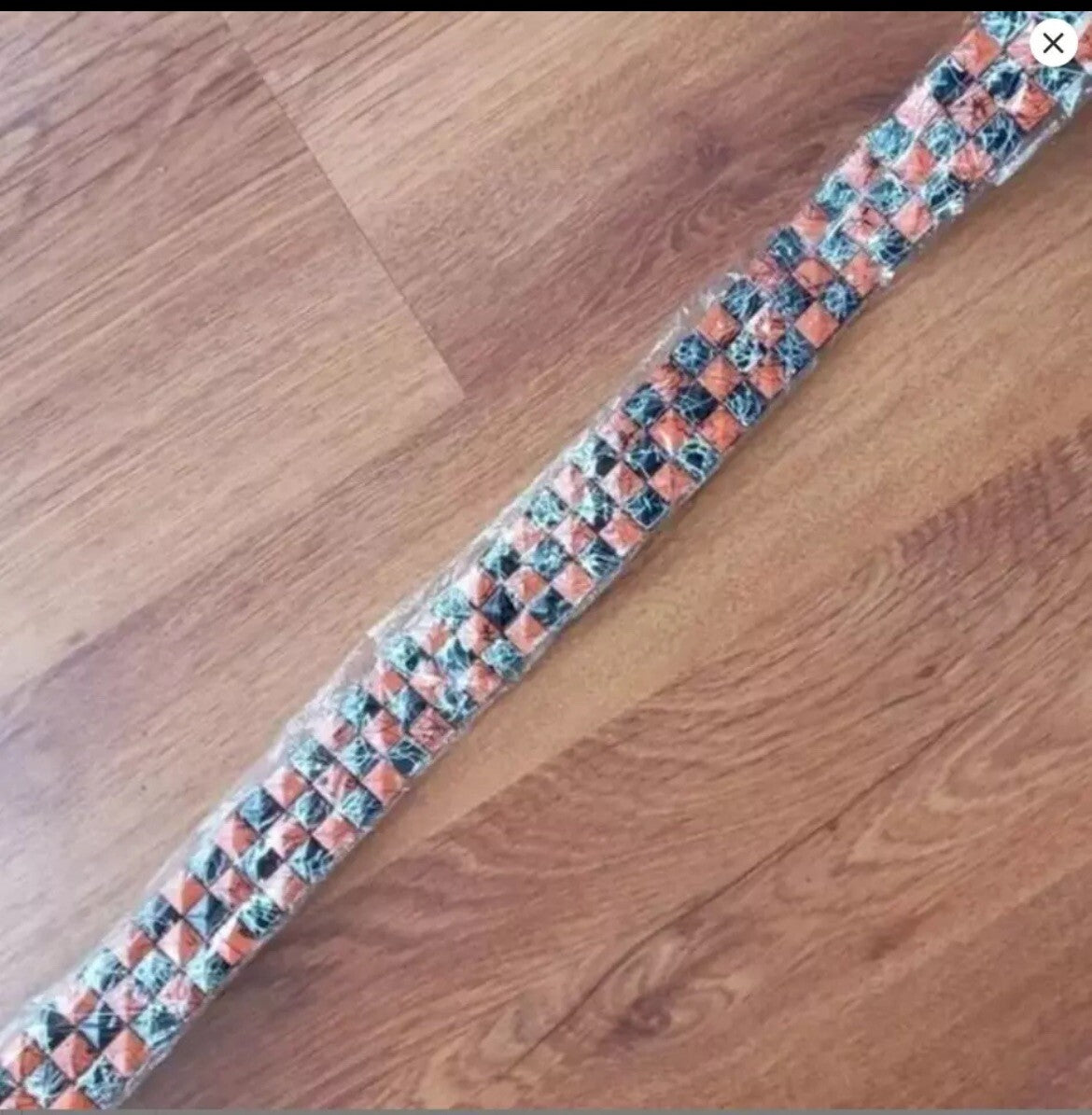 Black Faux Leather Studded Belt Orange Black Studs Urban Streetwear Style Adjust