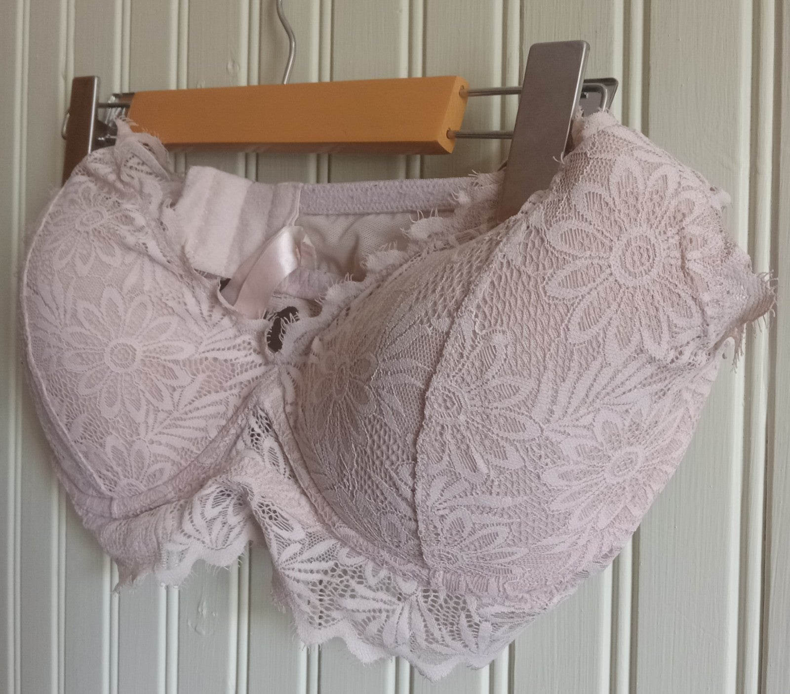 Pink Lace Lightly Lined Bralette Wireless Sheer Intimates Bra Women’s Lingerie