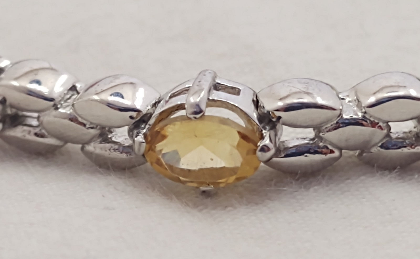 925 Sterling Silver Garnet Citrine Tennis Bracelet 7.5" Gemstone