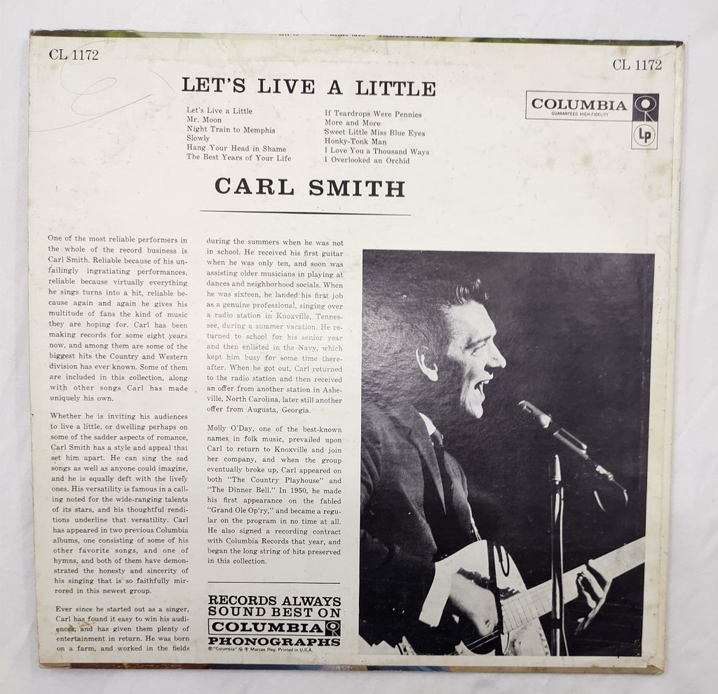 Carl Smith – Let’s Live a Little LP Columbia CL 1172 Classic Country