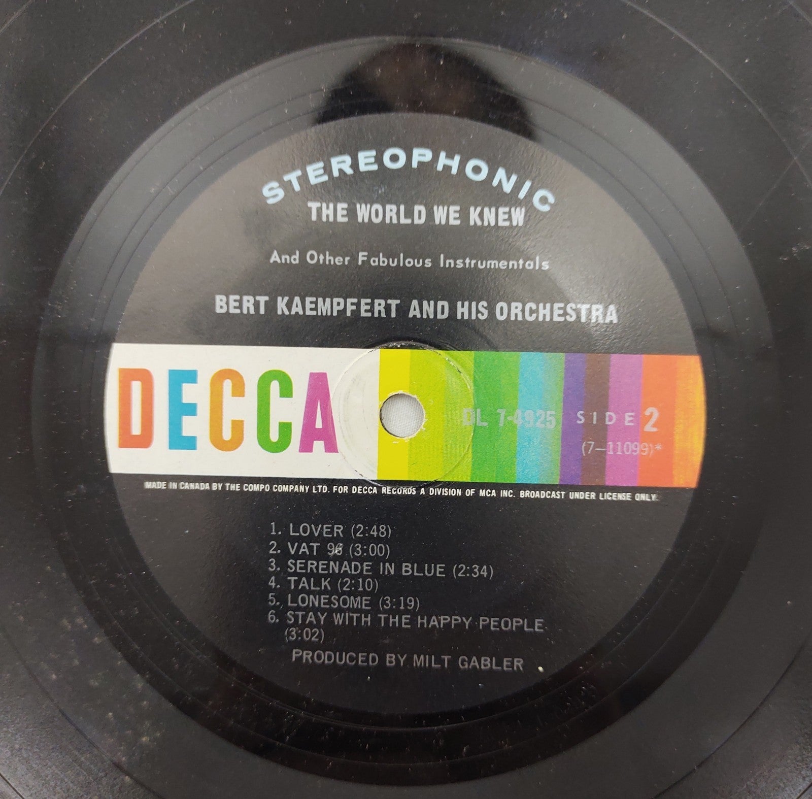 Bert Kaempfert – The World We Knew LP Stereo Decca Rainbow DL-4925 Canada