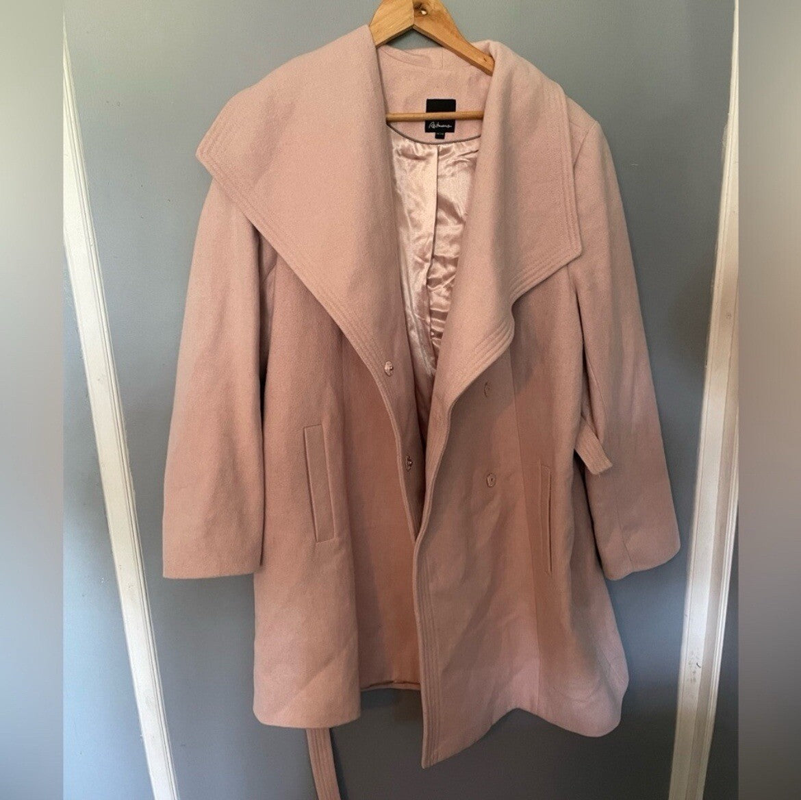 Reitmans Women’s Light Pink Peacoat XXL Double Breasted Wool Blend Winter Jacket