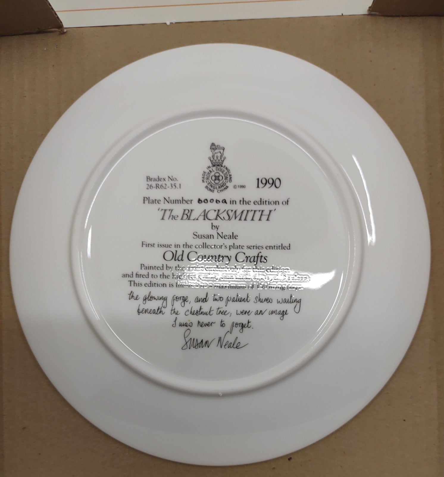 Royal Doulton Old Country Crafts Plate Set of 8 Susan Neale w/ Boxes & COAs