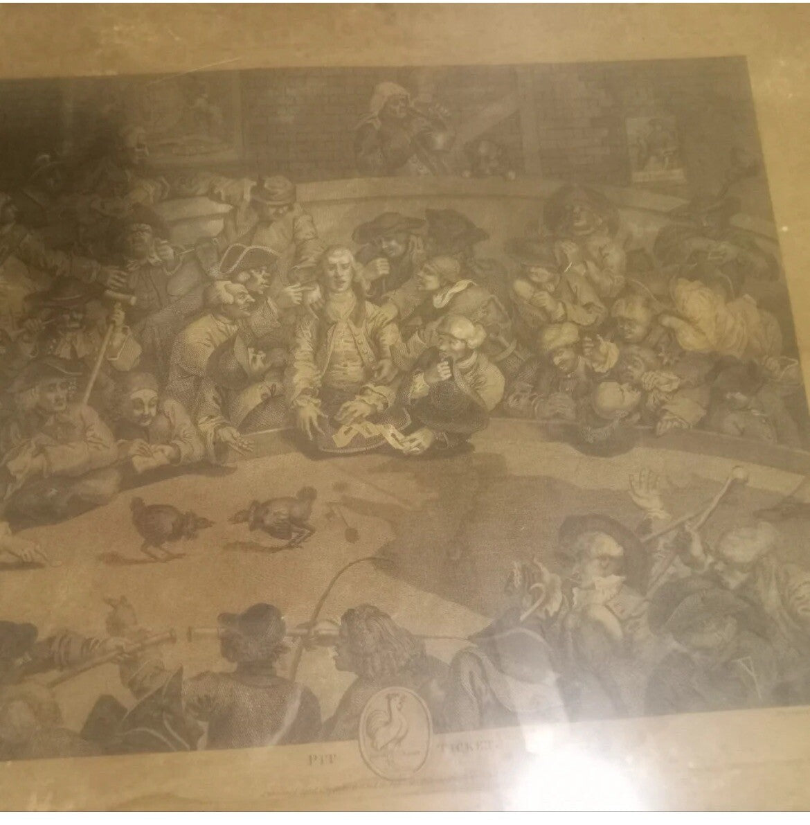 Antique Framed Print “Pit Ticket” by W.M. Hogarth – Vintage Artwork