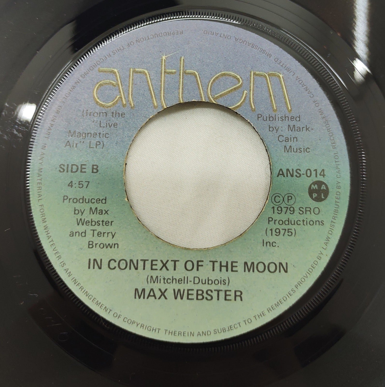 Max Webster - Paradise Skies 7" Vinyl Single 1979 Canada Anthem ANS-014