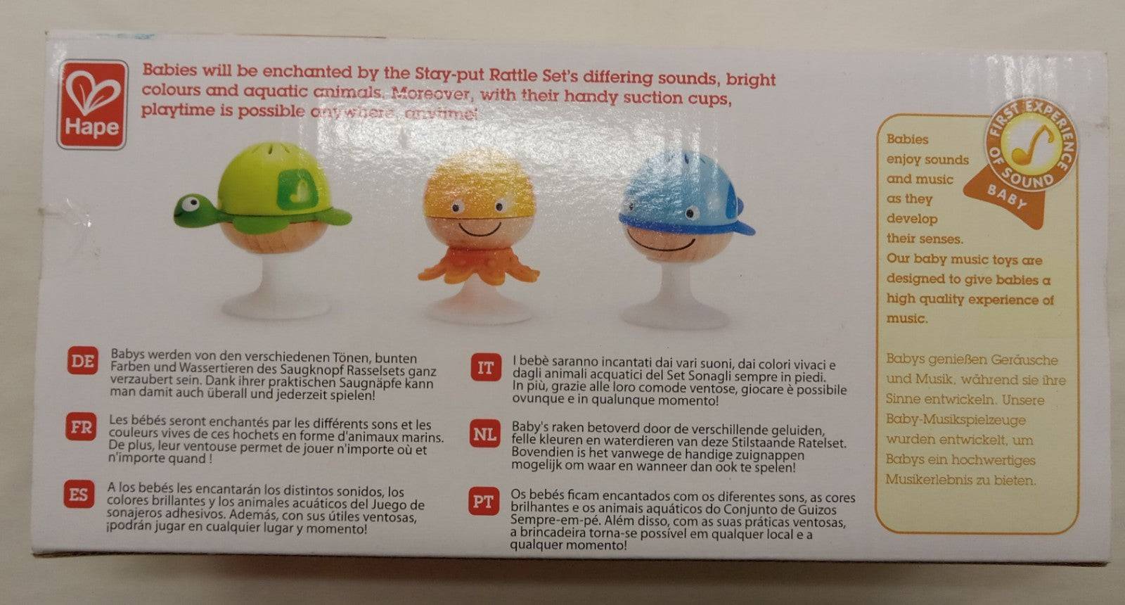 Hape Toys Stay-Put Rattle Set – Baby Sea Animal Rattles with Suction Cups