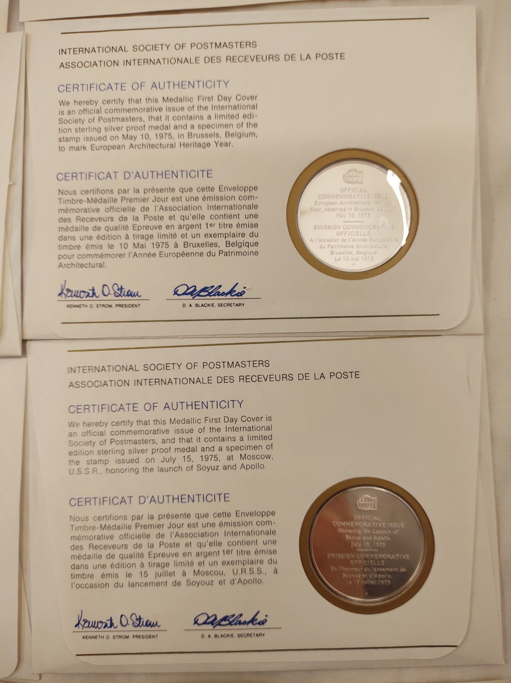 24 ISPM Sterling Silver Proof Medals 1975–76 w/ FDC Envelopes & COAs – Mint