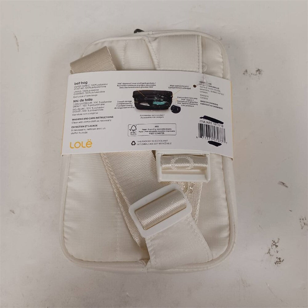 LOLE Belt Bag Hand Warmer Ivory Puffer Muff Ski Outdoor Fanny Pack Travel NWT