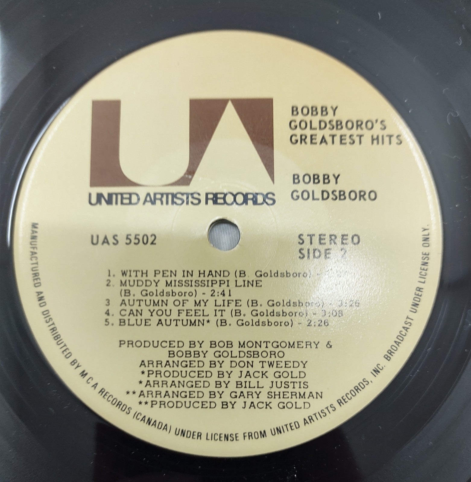 Bobby Goldsboro – Greatest Hits LP 1970 United Artists UAS-5502 VG