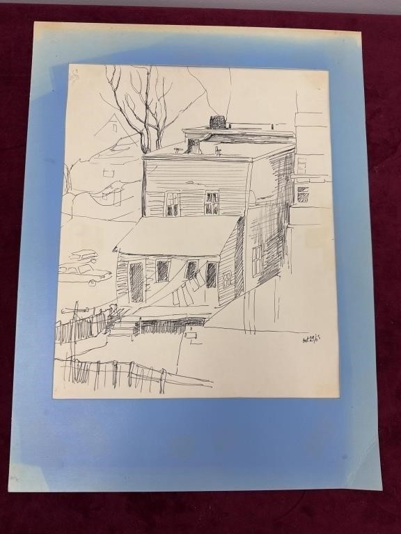 Sally B Hooff Original Ink Drawing PEI Artist Unframed Signed Artwork