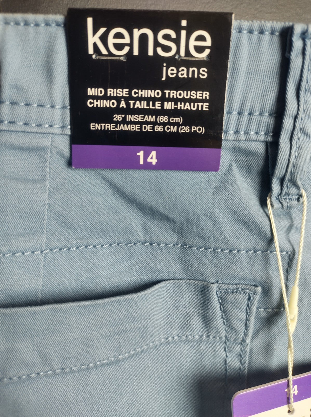 Kensie Women’s Mid Rise Chino Trousers Size 14 Casual Cotton Pants