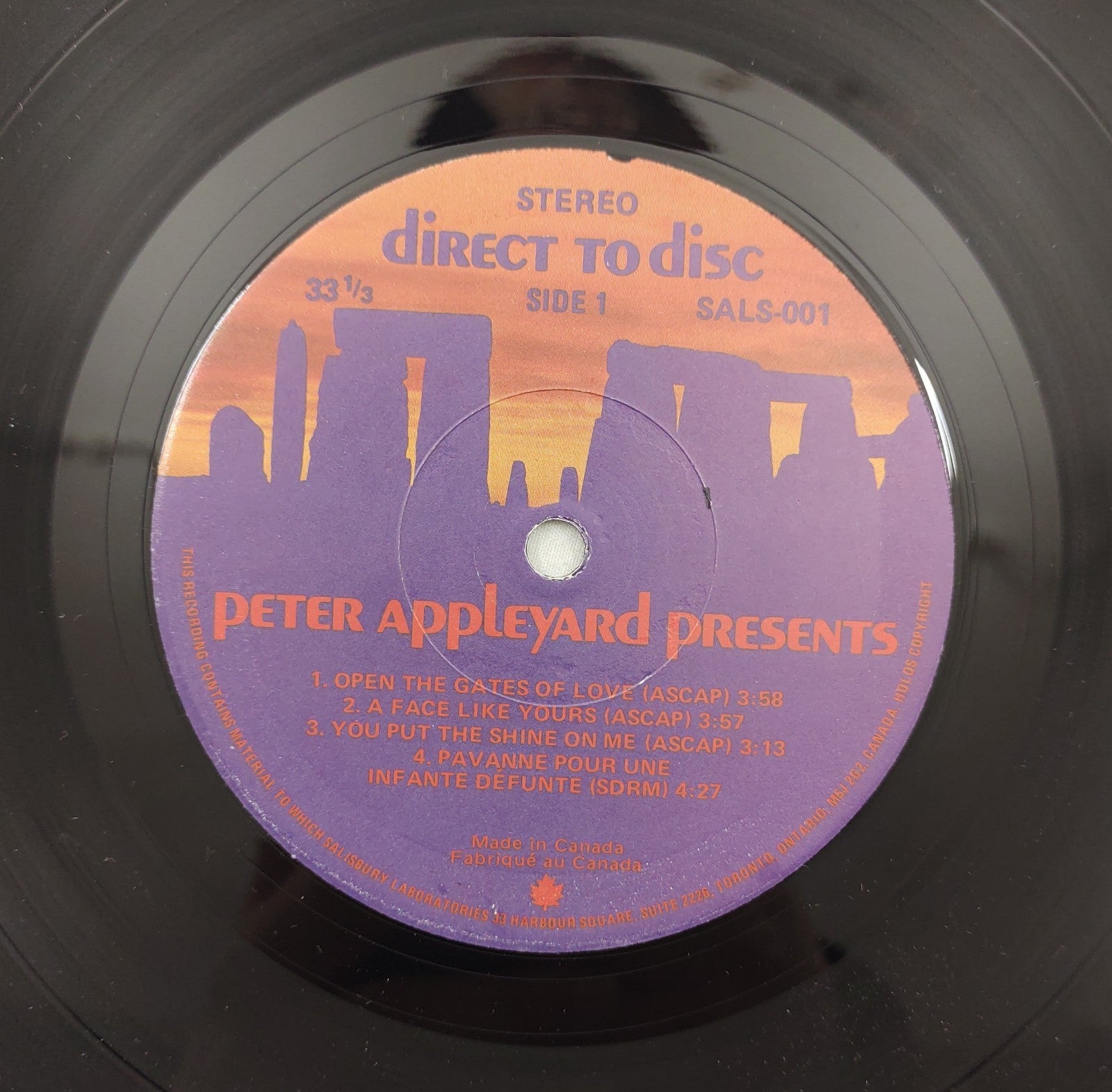 Peter Appleyard – Presents LP Direct-to-Disc SALS-001 Audiophile