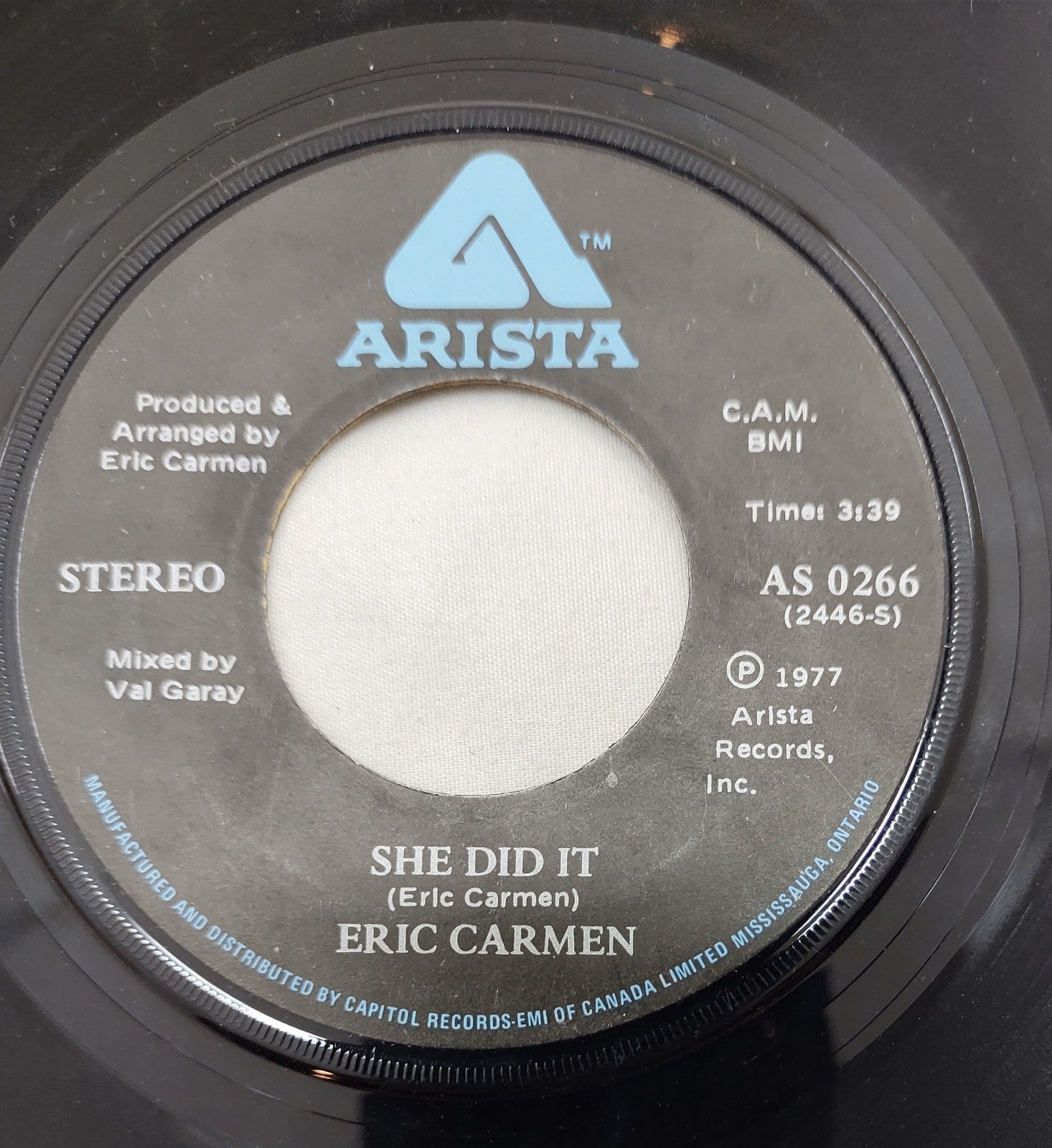 Eric Carmen – She Did It 7” Arista AS 0266 Canada 1977