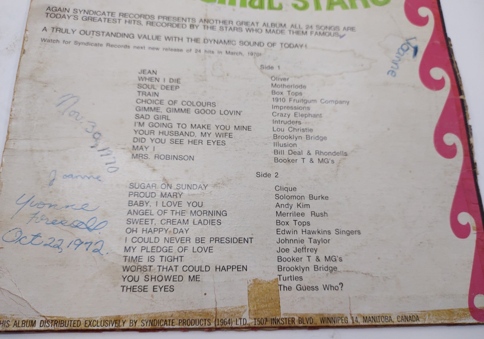 Various Artists – 24 Dynamic Hits (1969) Vinyl LP Original Stars Pop Rock