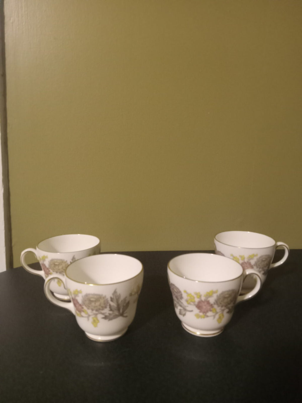 Wedgwood W4156 Lichfield Floral Pattern Footed Teacups (Set of 4)