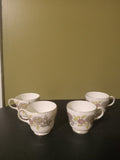 Wedgwood W4156 Lichfield Floral Pattern Footed Teacups (Set of 4)
