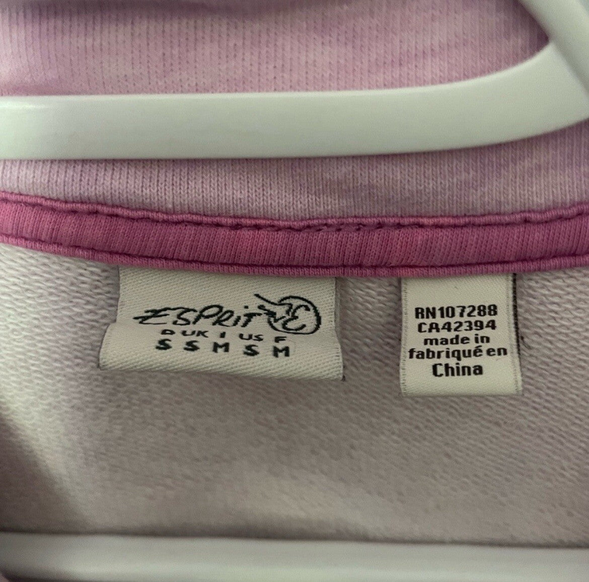 Esprit Y2K Women’s Pink Zip Up Sweater Retro Style Soft Knit Full Zip Size M/L