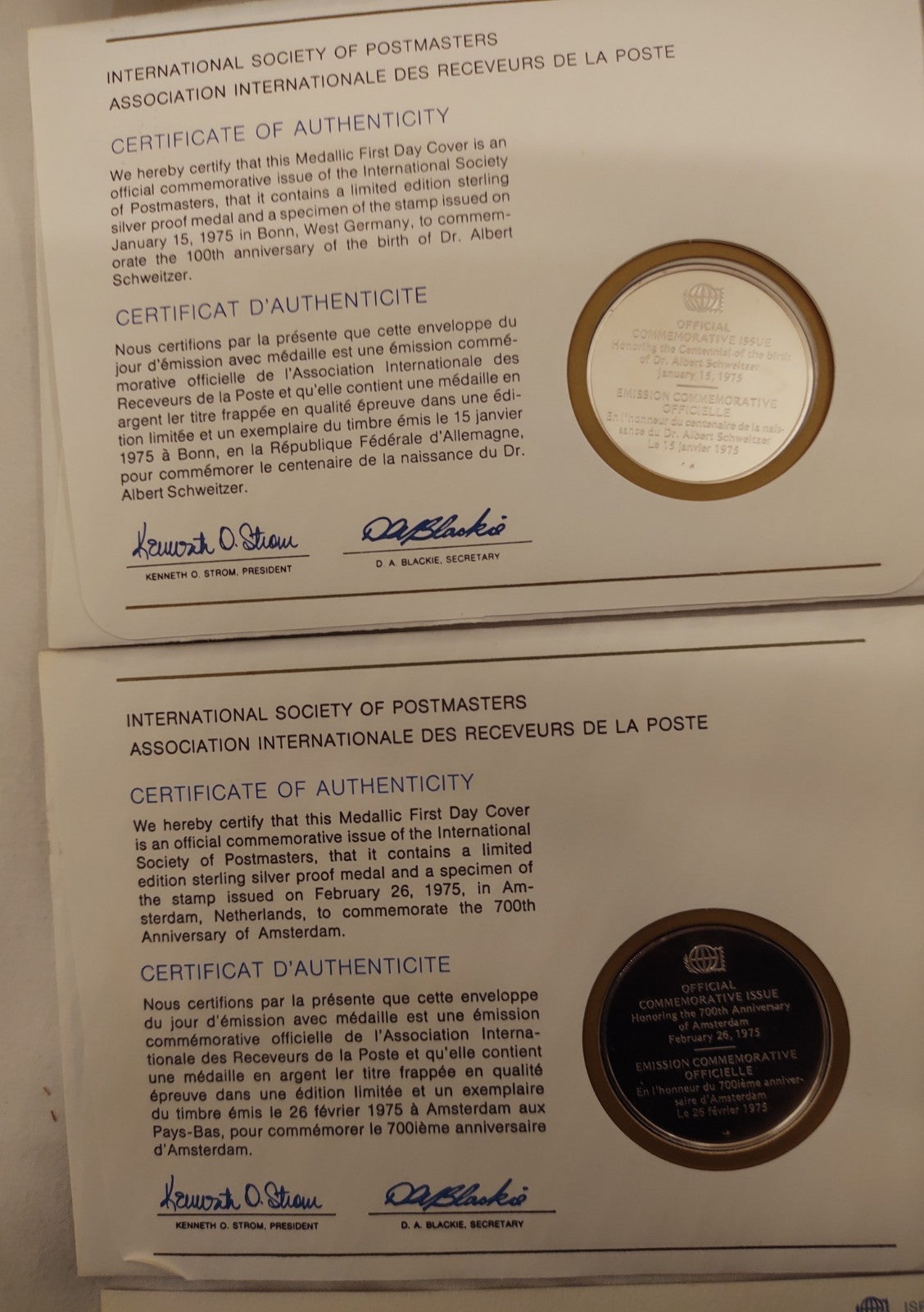 24 ISPM Sterling Silver Proof Medals 1975–76 w/ FDC Envelopes & COAs – Mint