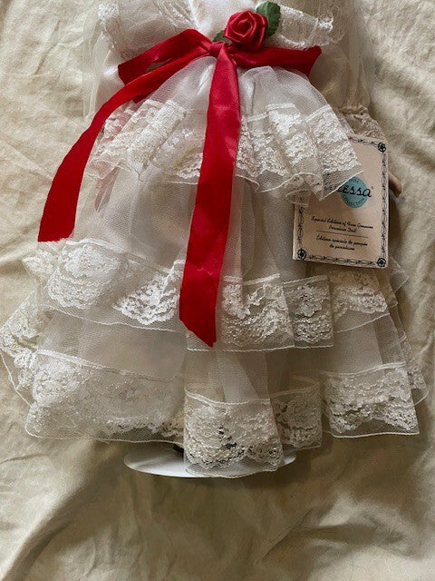 Vanessa Collection Porcelain Doll White Lace Dress Collectible Figurine